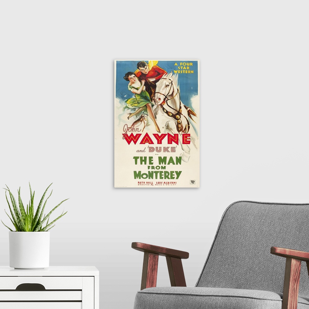 A modern room featuring The Man from Monterey - Vintage Movie Poster
