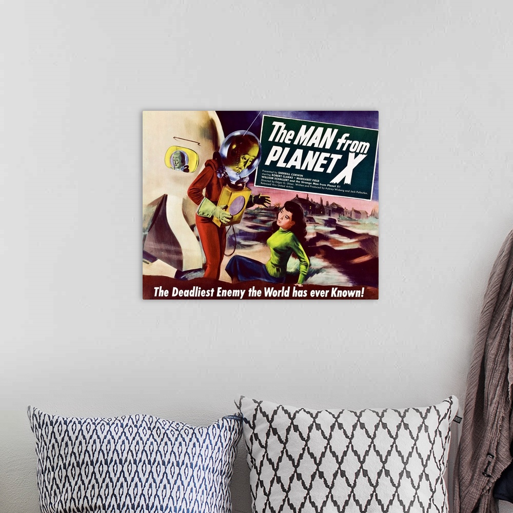 A bohemian room featuring The Man from Planet X - Vintage Movie Poster