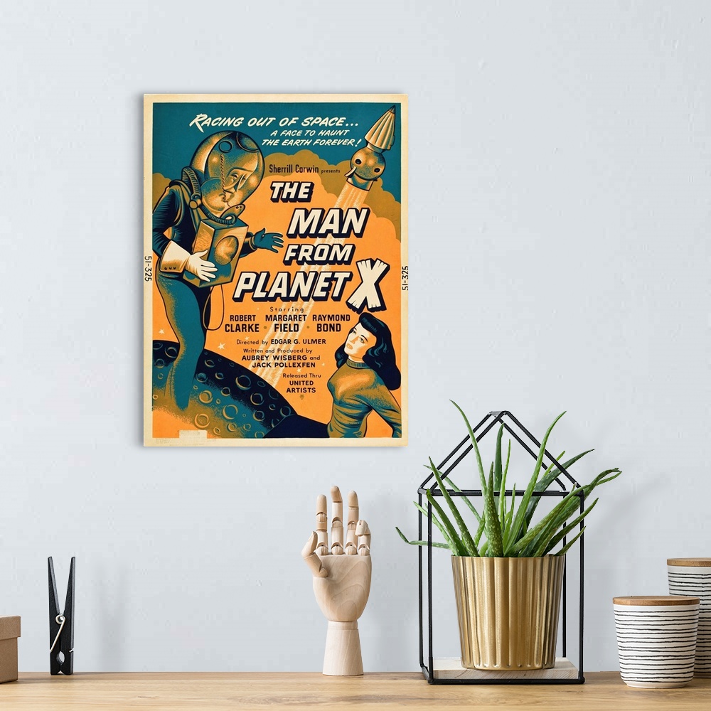 A bohemian room featuring The Man From Planet X - Vintage Movie Poster