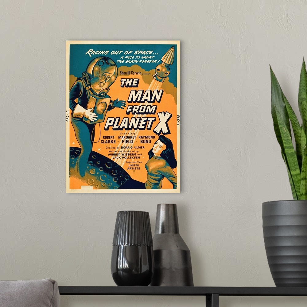 A modern room featuring The Man From Planet X - Vintage Movie Poster