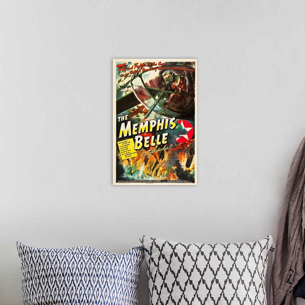 A bohemian room featuring The Memphis Belle - Vintage Movie Poster