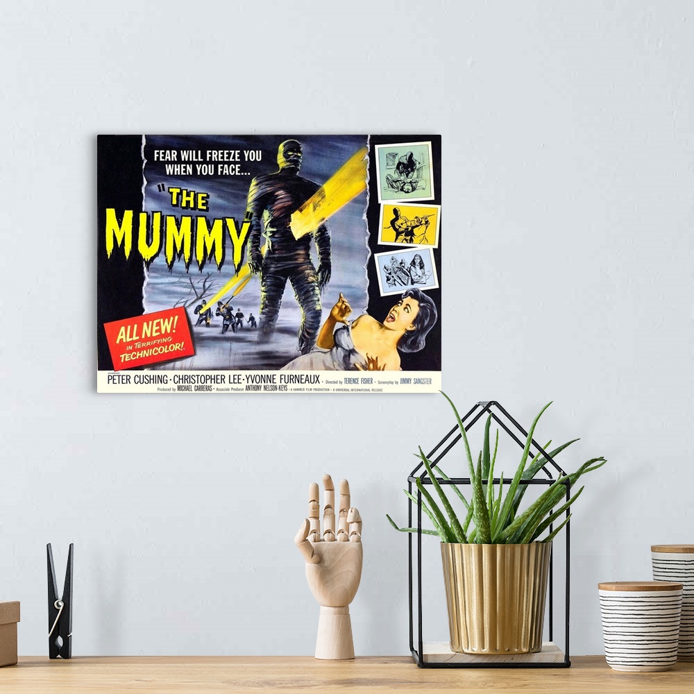 A bohemian room featuring The Mummy - Vintage Movie Poster