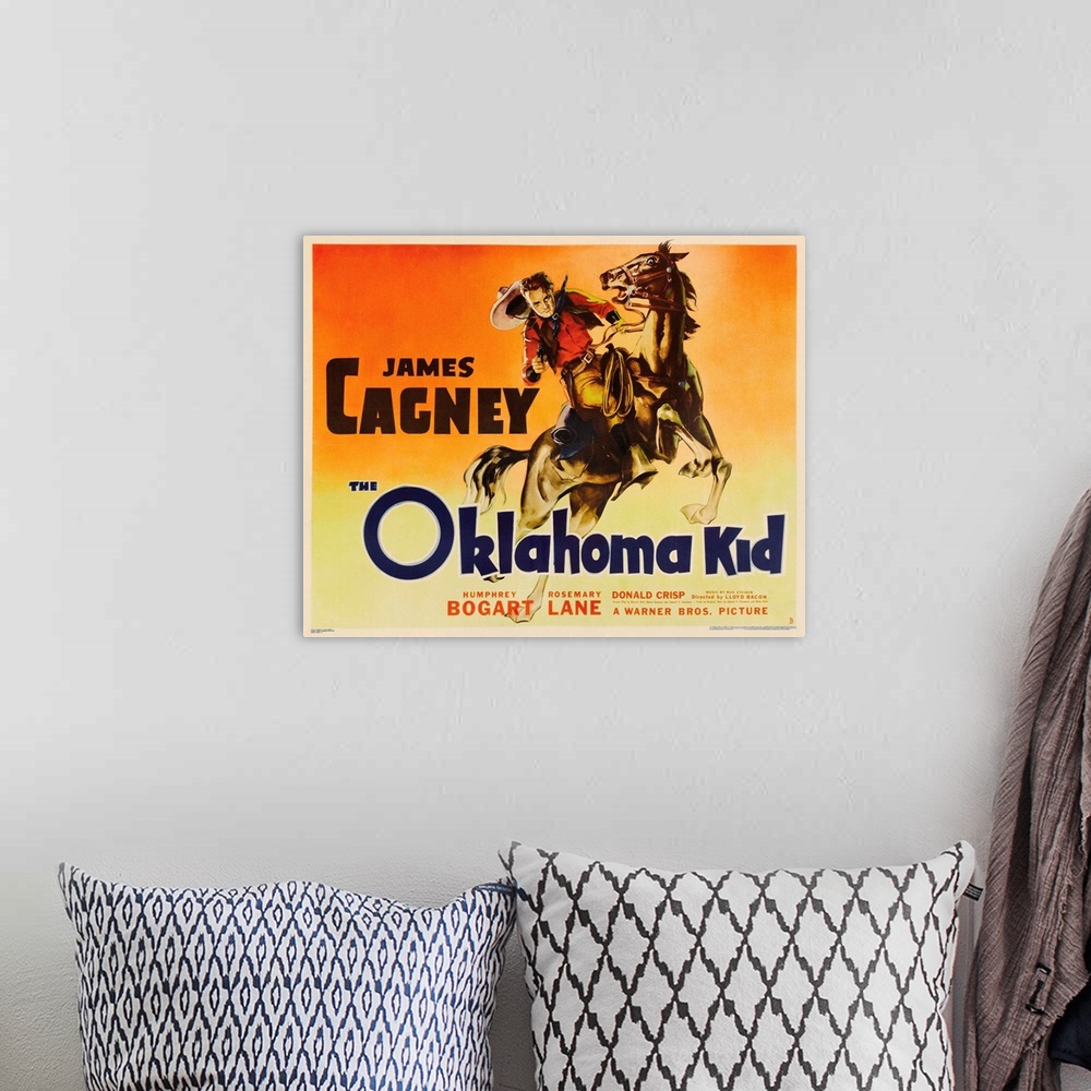 A bohemian room featuring The Oklahoma Kid - Vintage Movie Poster