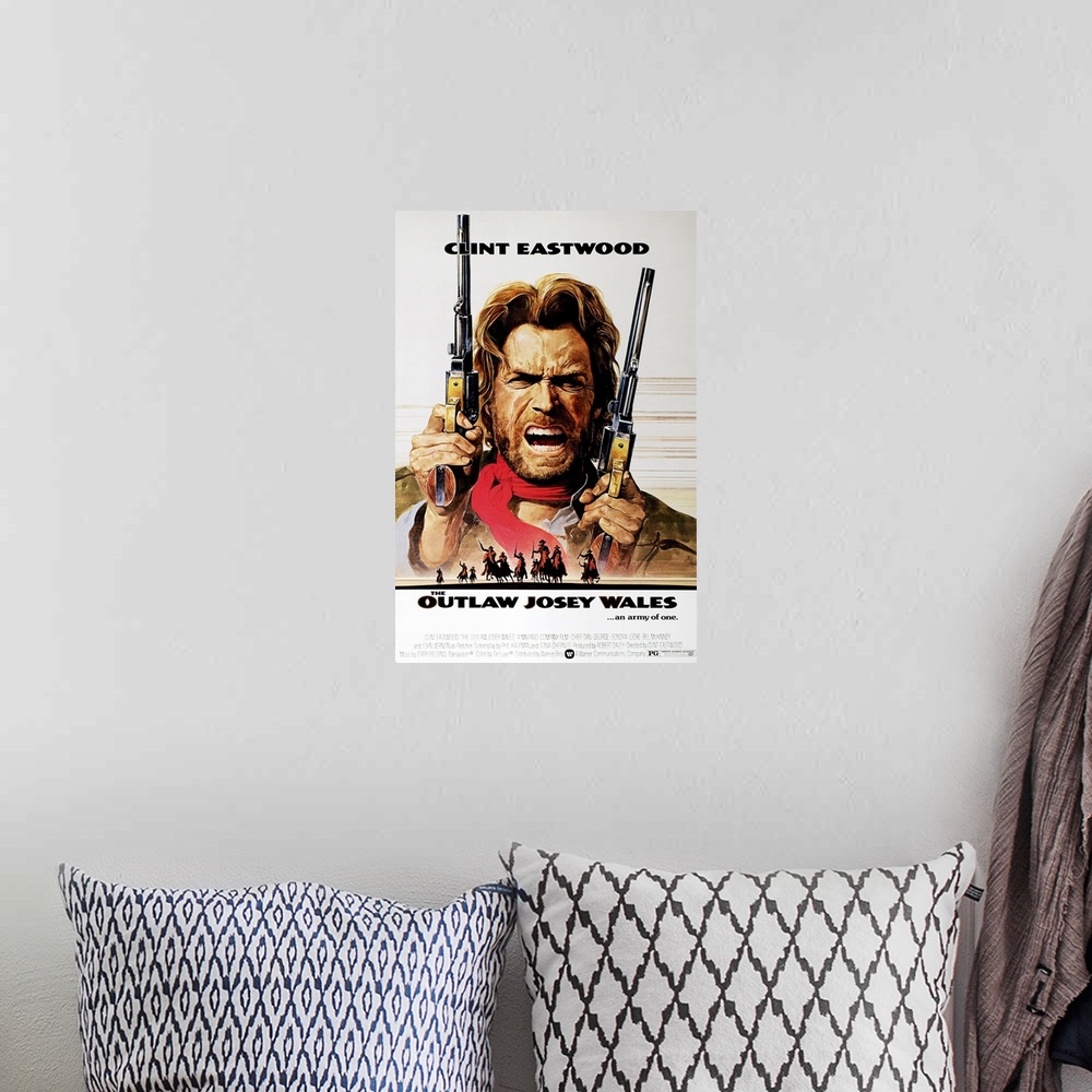 A bohemian room featuring The Outlaw Josey Wales - Vintage Movie Poster