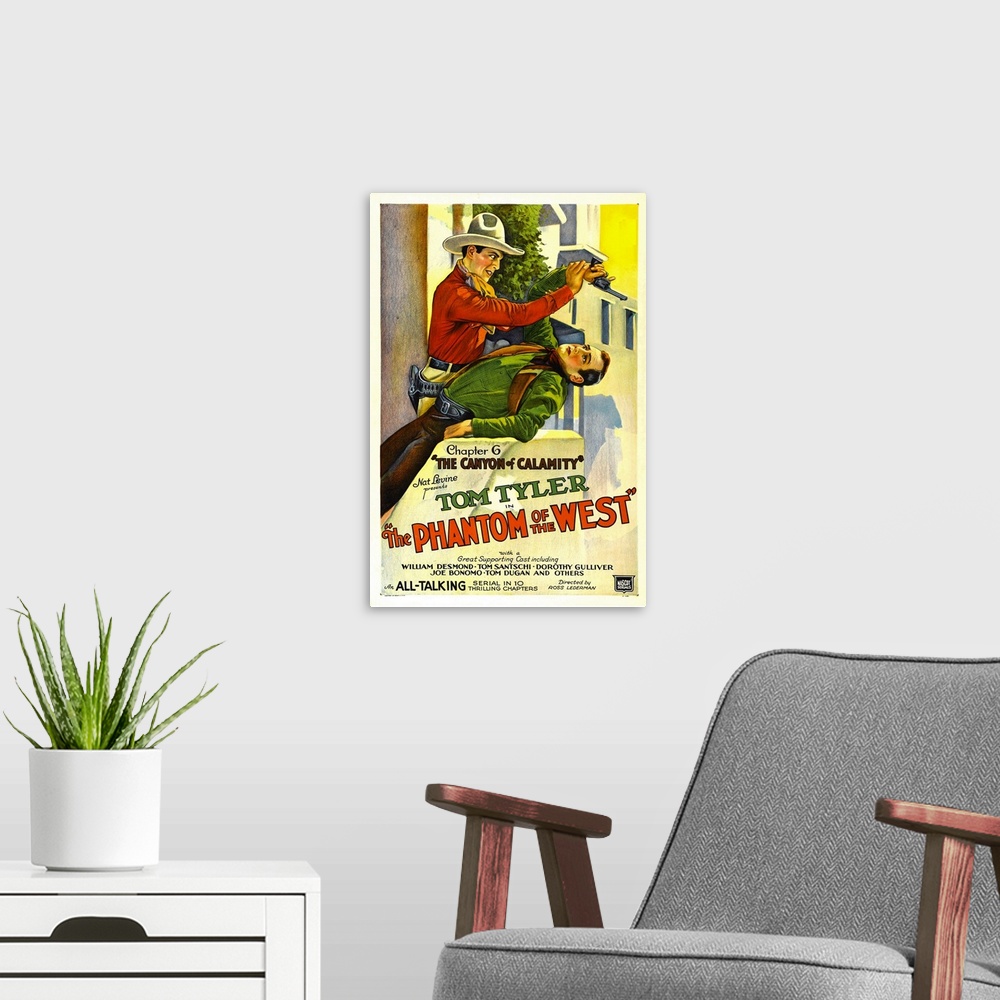 A modern room featuring The Phantom of the West, Chapter 6 - Vintage Movie Poster