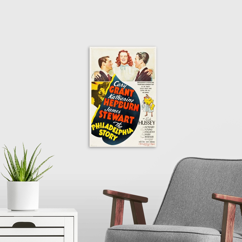 A modern room featuring The Philadelphia Story - Vintage Movie Poster