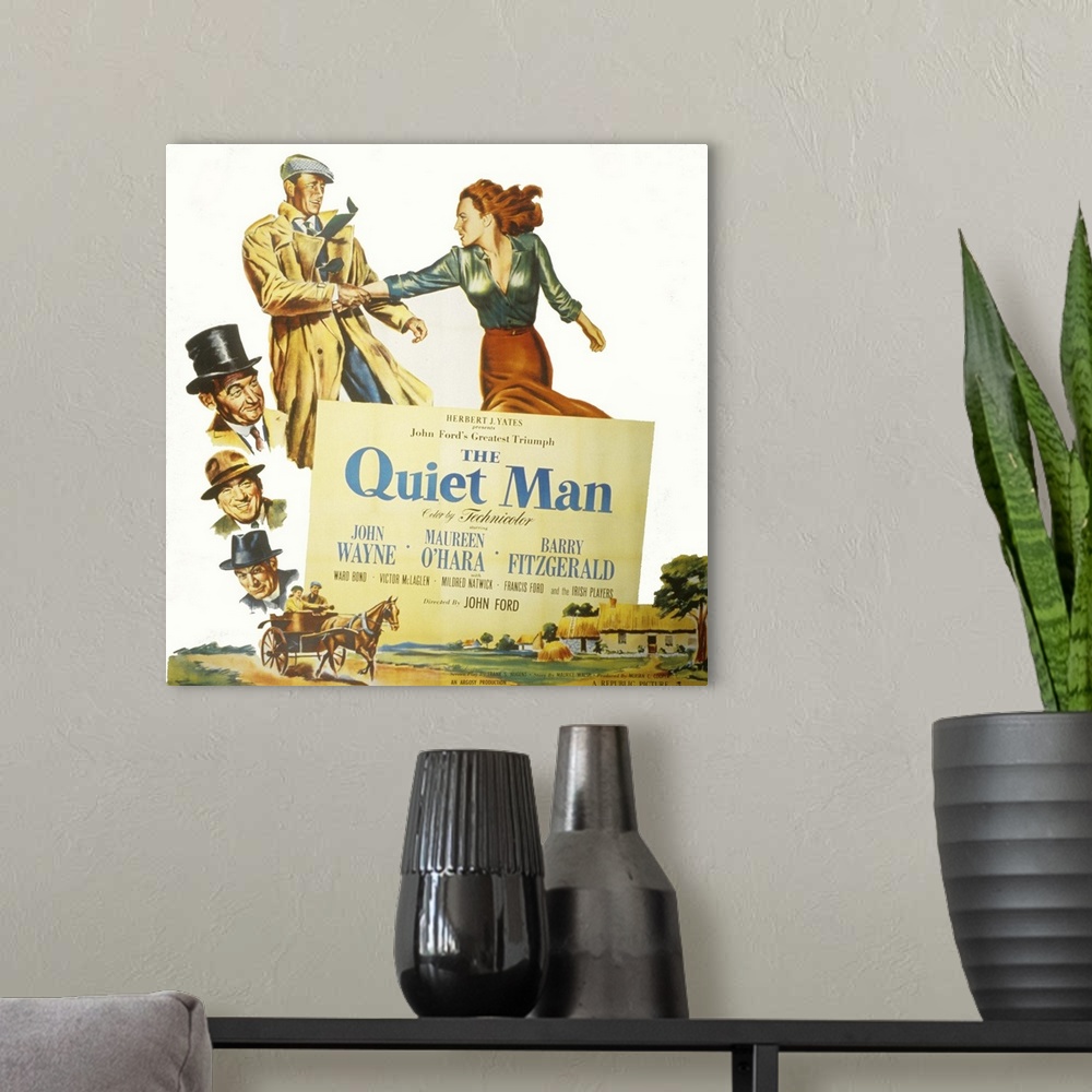 A modern room featuring The Quiet Man - Movie Poster