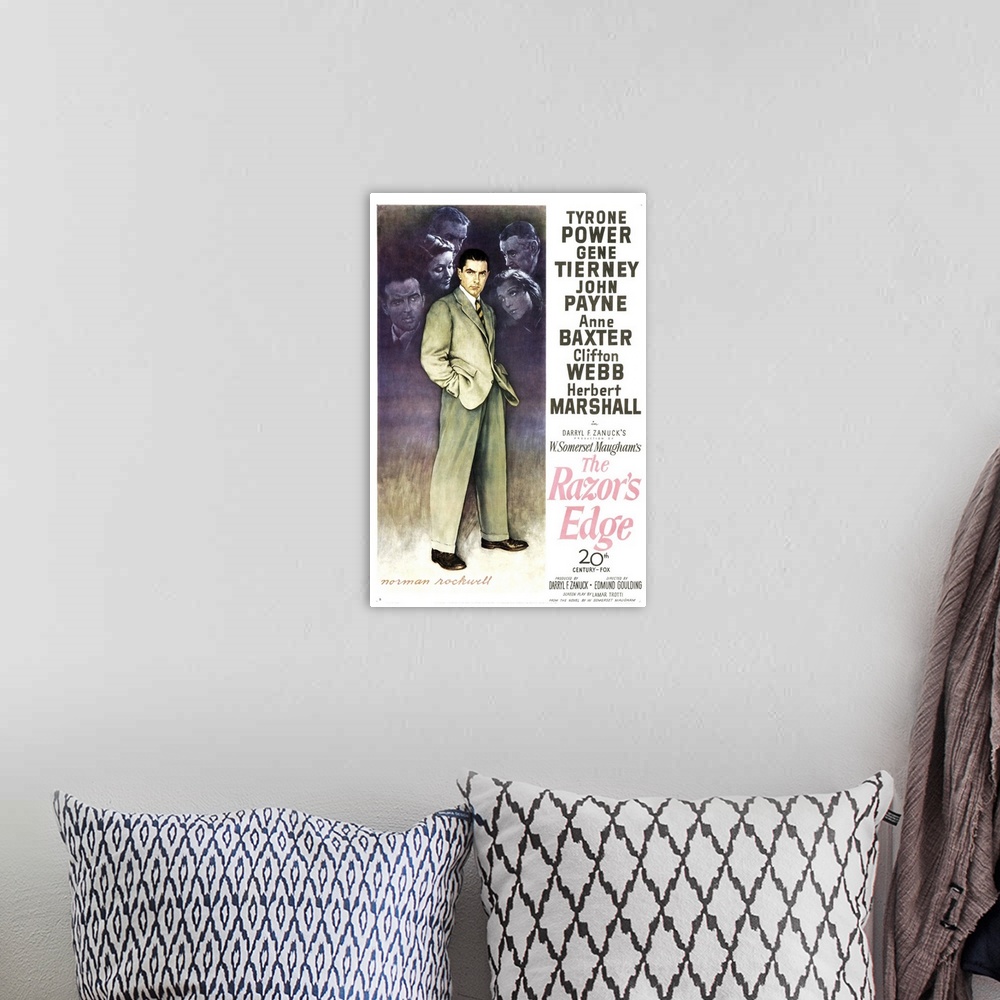 A bohemian room featuring The Razor's Edge - Vintage Movie Poster