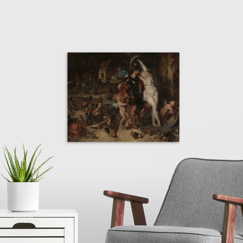 A modern room featuring The Return from War: Mars Disarmed by Venus, by Peter Paul Rubens and Jan Brueghel the Elder, 161...