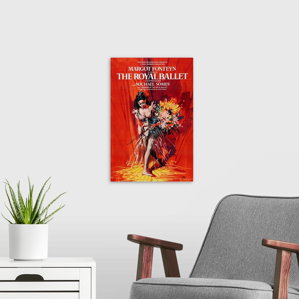 A modern room featuring Retro poster artwork for the film The Royal Ballet.