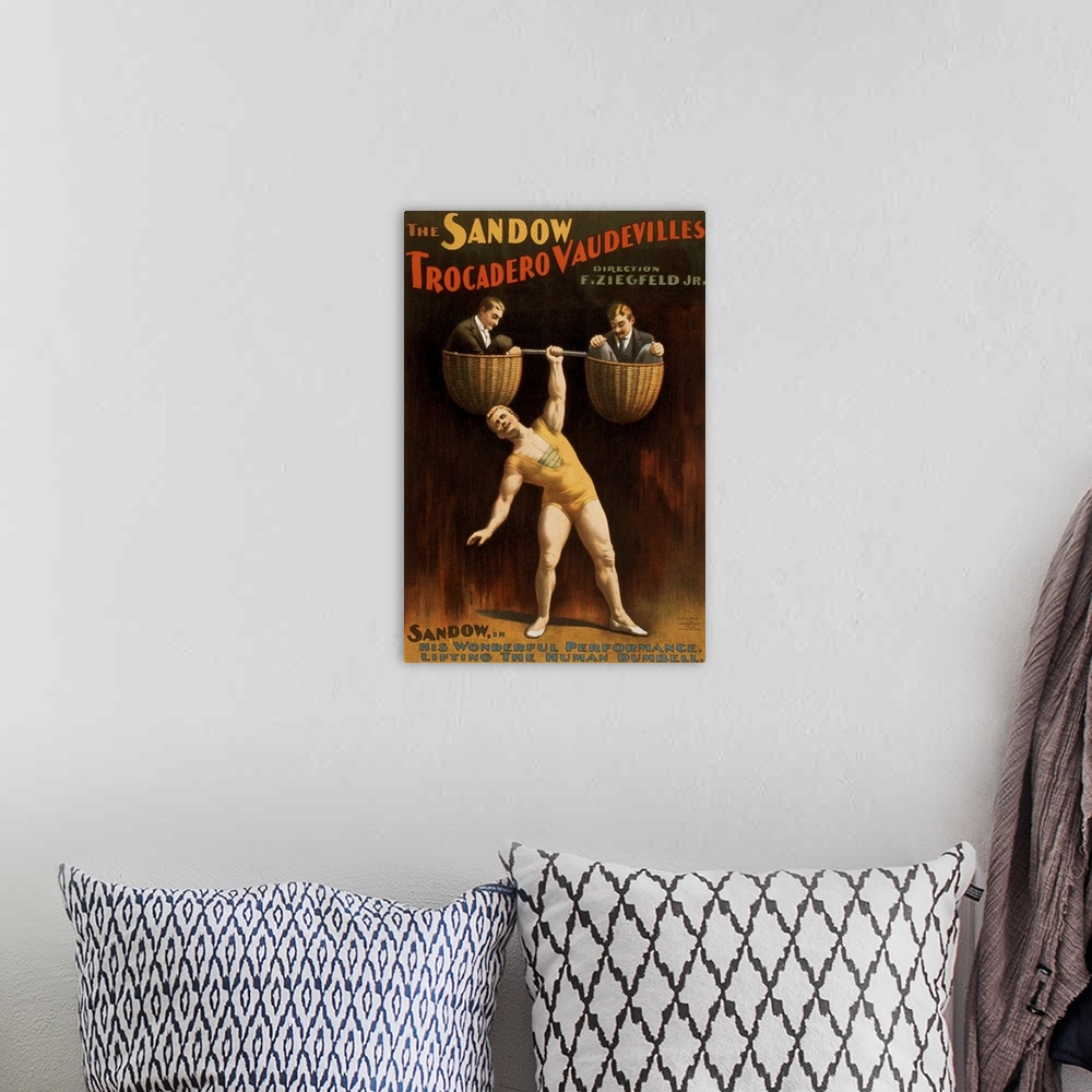 A bohemian room featuring The Sandow Trocadero Vaudevilles - Vintage Theatre Poster