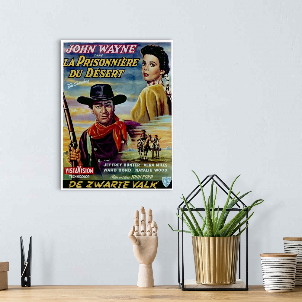 A bohemian room featuring The Searchers, (aka La Prisonniere Du Desert), Top From Left On Belgian Poster Art: John Wayne, N...