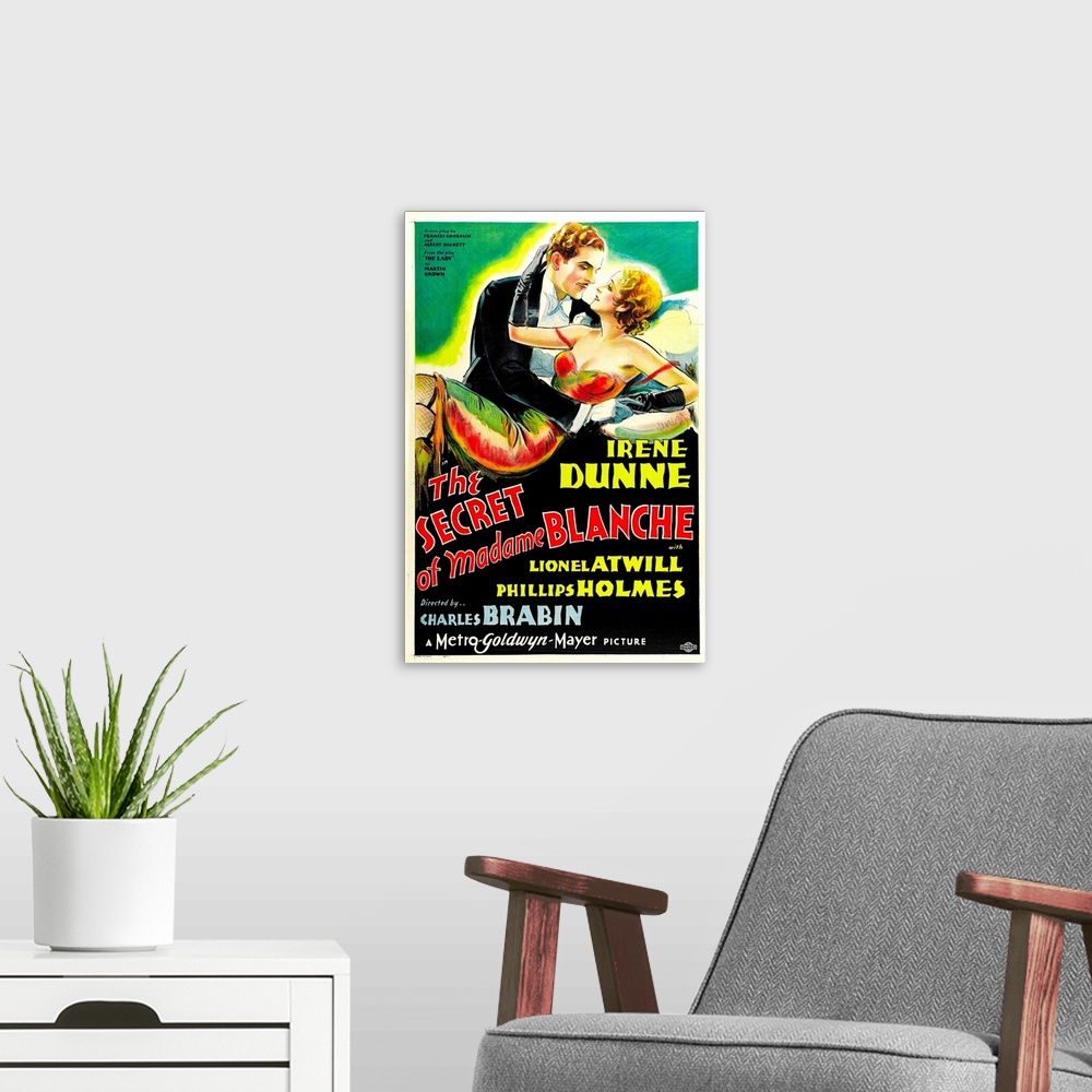 A modern room featuring The Secret Of Madame Blanche - Vintage Movie Poster