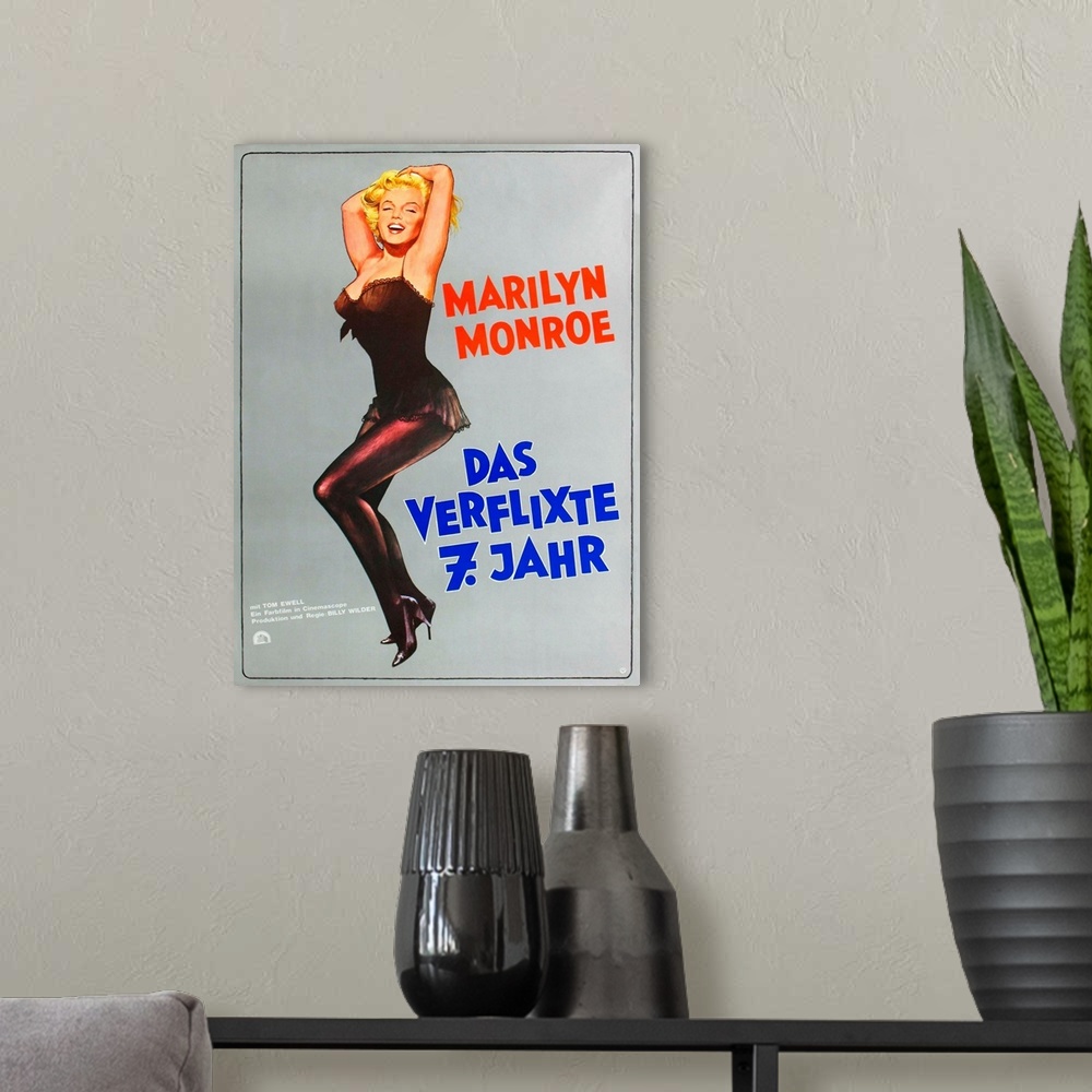 A modern room featuring The Seven Year Itch, (aka Das Verflixte 7. Jahr), Marilyn Monroe On German Poster Art, 1955.