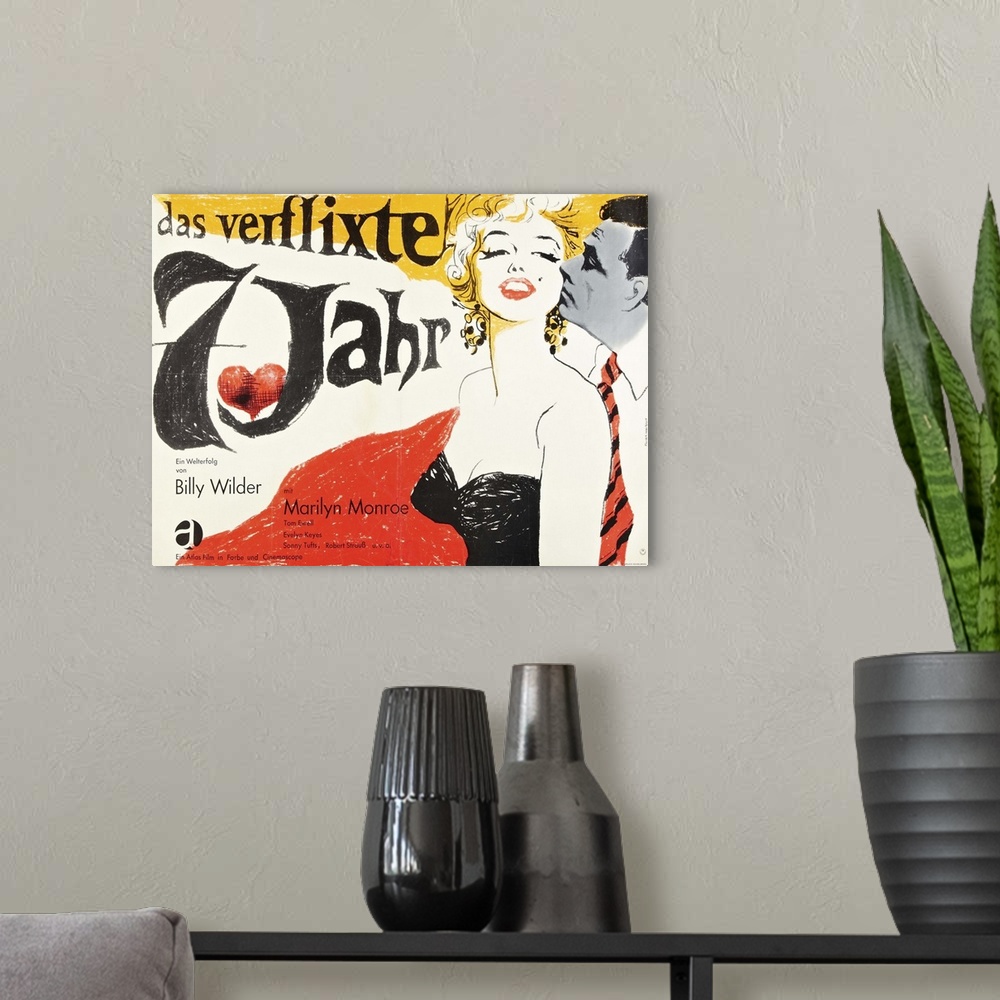 A modern room featuring The Seven Year Itch, (aka Das Verflixte 7. Jahr), L-R: Marilyn Monroe, Tom Ewell On German Poster...