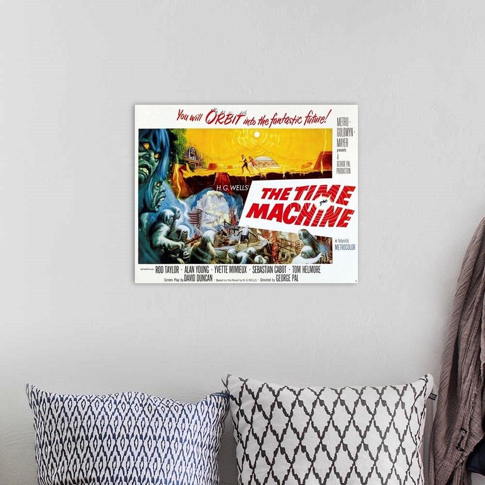 A bohemian room featuring The Time Machine - Vintage Movie Poster