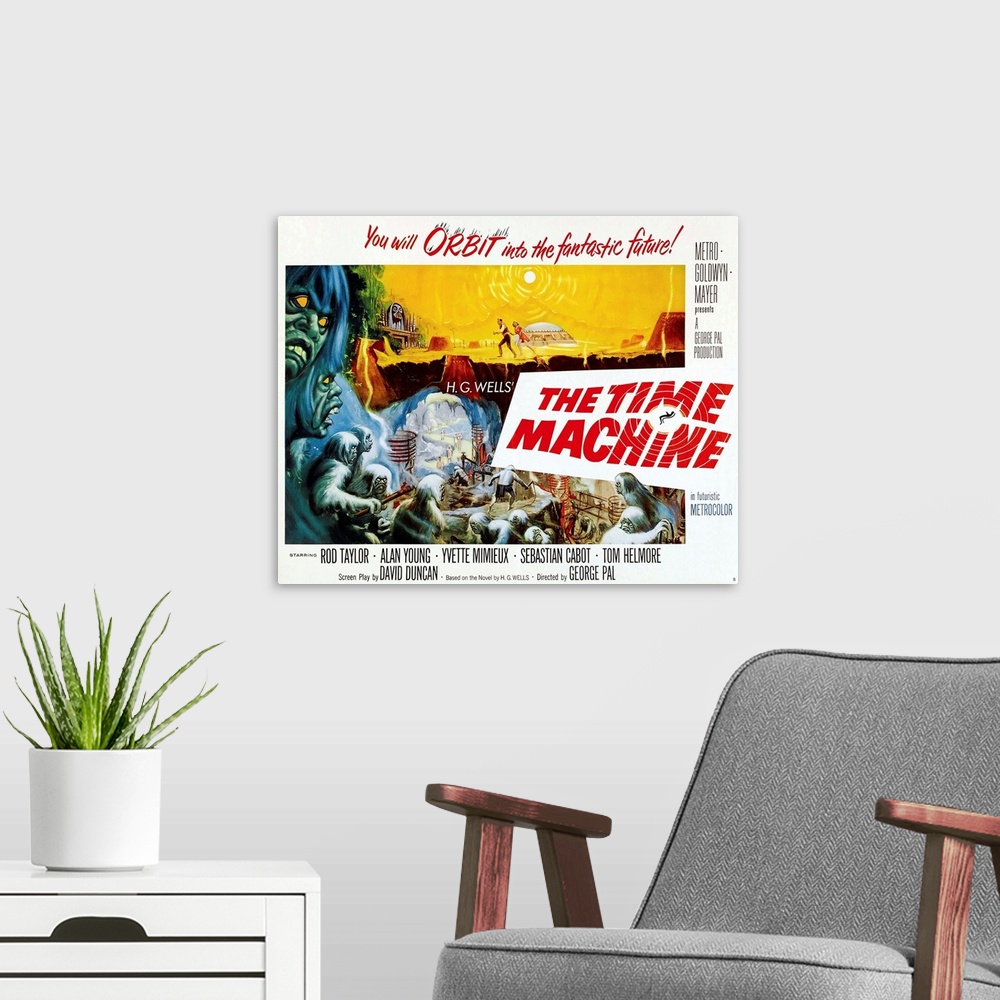 A modern room featuring The Time Machine - Vintage Movie Poster