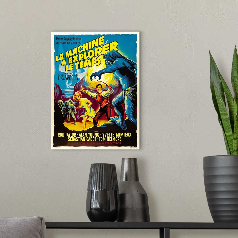 A modern room featuring The Time Machine - Vintage Movie Poster (French)
