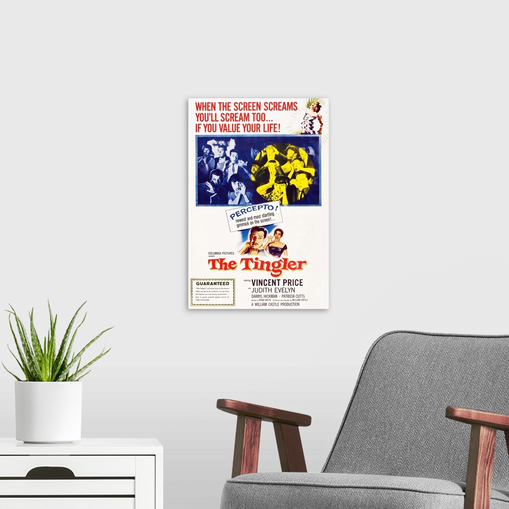 A modern room featuring The Tingler - Vintage Movie Poster