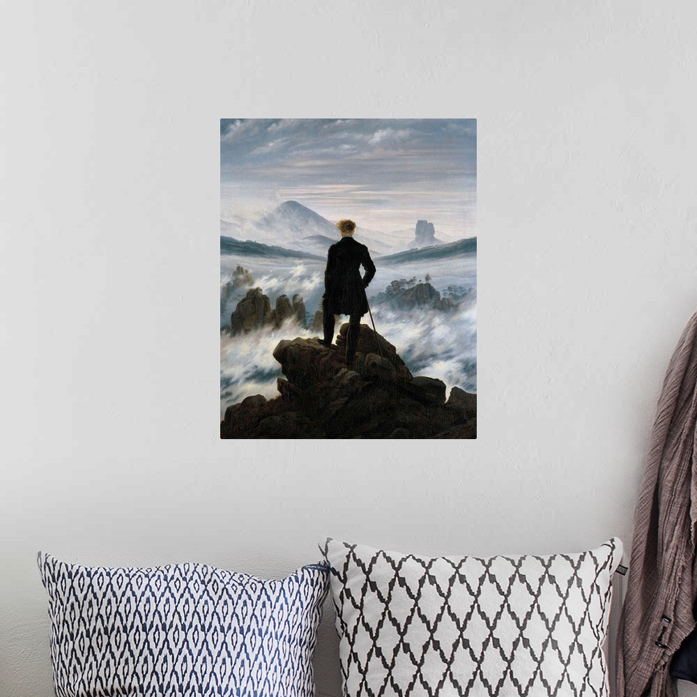 A bohemian room featuring The Wanderer above the Sea of Fog