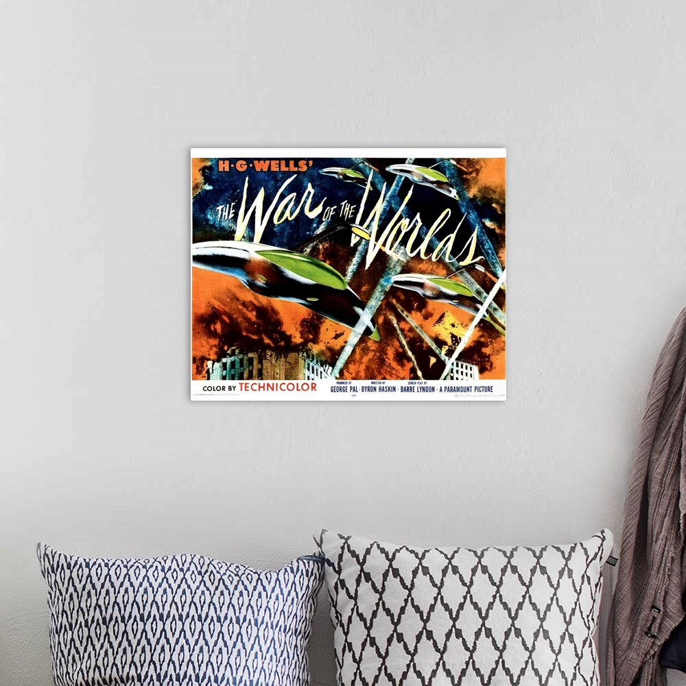 A bohemian room featuring The War Of The Worlds - Vintage Movie Poster