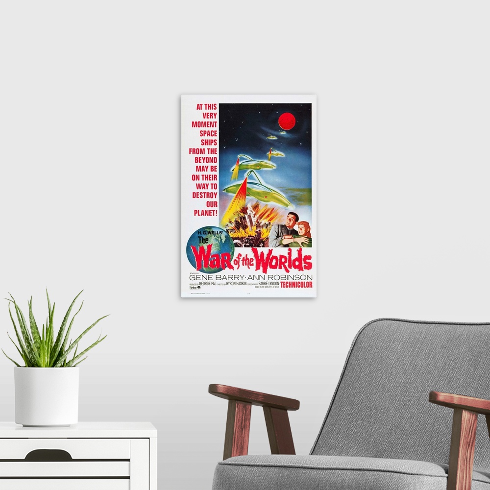 A modern room featuring The War Of The Worlds - Vintage Movie Poster
