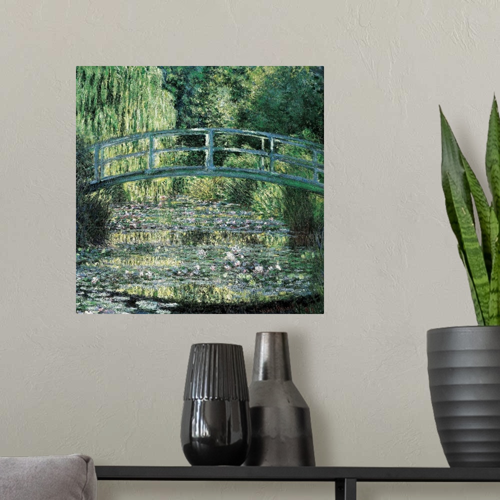 A modern room featuring The Waterlily Pond