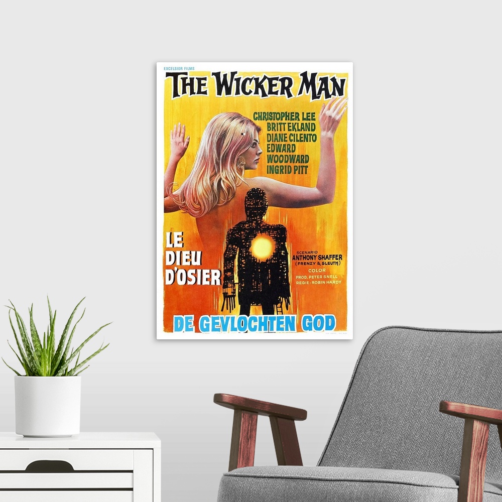 A modern room featuring THE WICKER MAN, (aka LE DIEU D'OSIER), Belgian poster, 1973