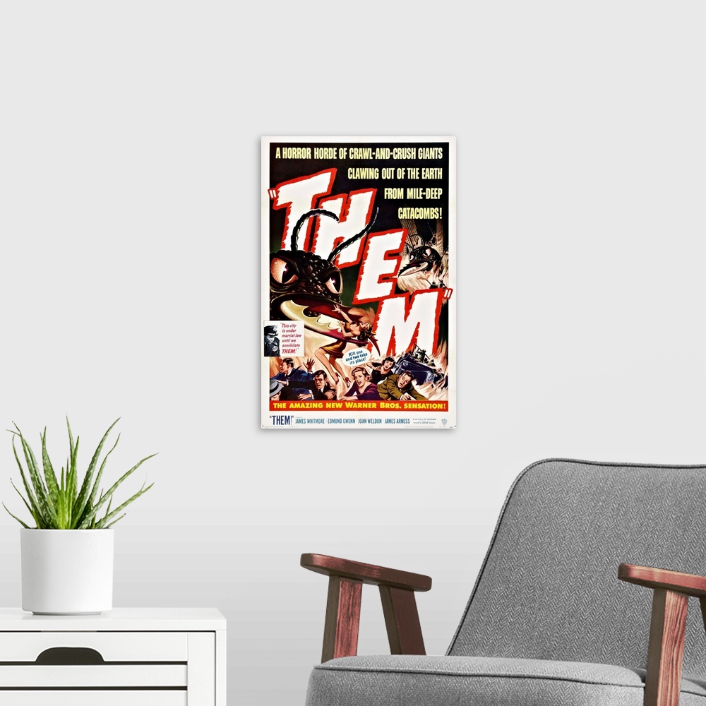 A modern room featuring Them - Vintage Movie Poster