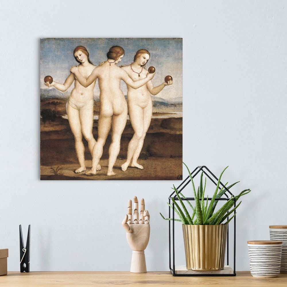 A bohemian room featuring Raphael (1483-1520). The Three Graces. 1504-1505. It depicts the Charites, aka the Three Graces: ...