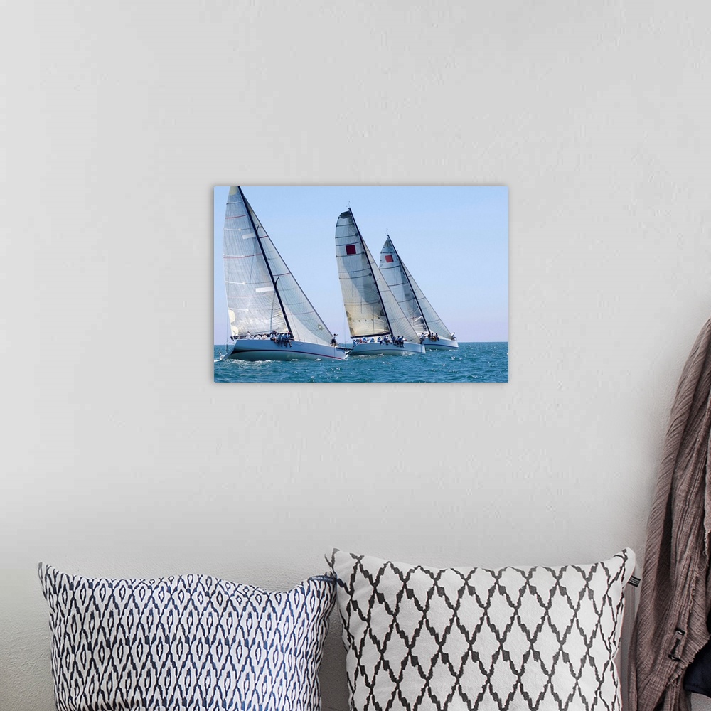 A bohemian room featuring Three Yachts Compete In Team Sailing Event, California