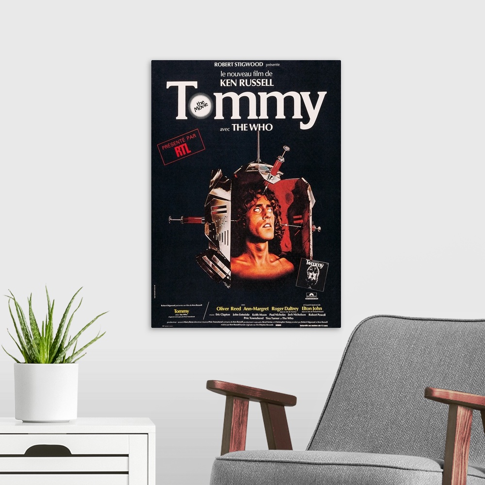 A modern room featuring Tommy, Roger Daltrey On French Poster Art, 1975.