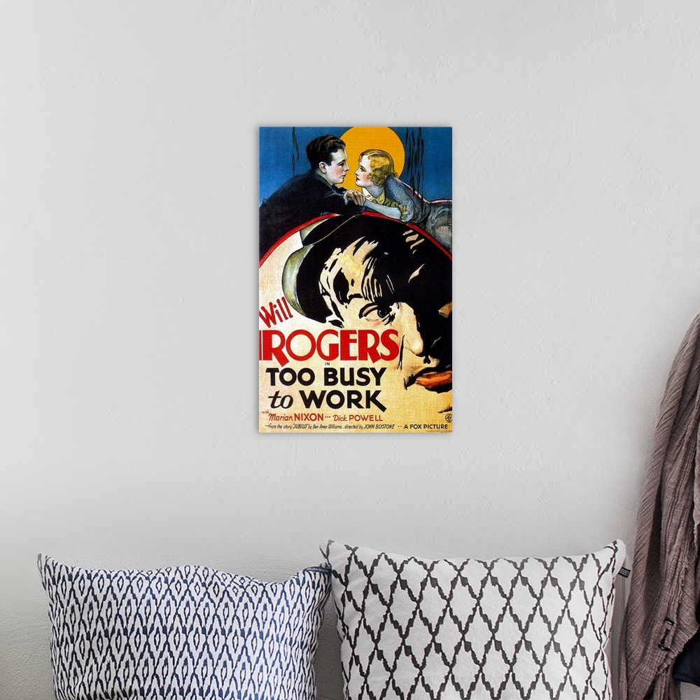 A bohemian room featuring Too Busy To Work - Movie Poster