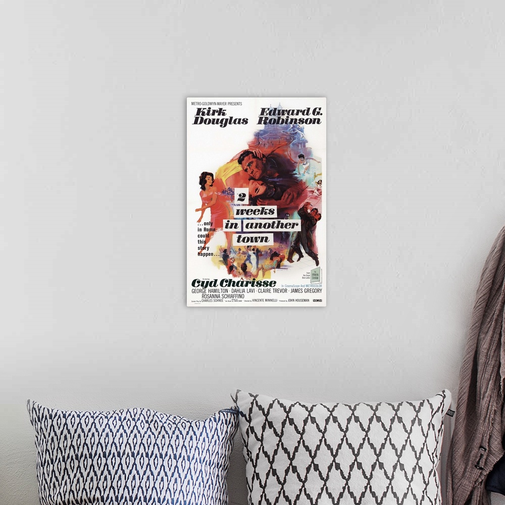A bohemian room featuring Retro poster artwork for the film Two Weeks in Another Town.