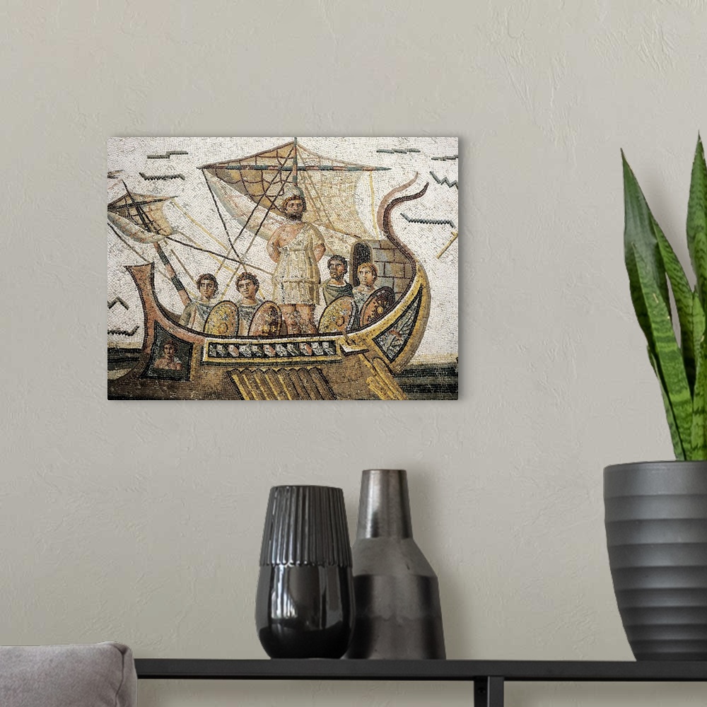 A modern room featuring Ulysses and the Sirens, Roman mosaic