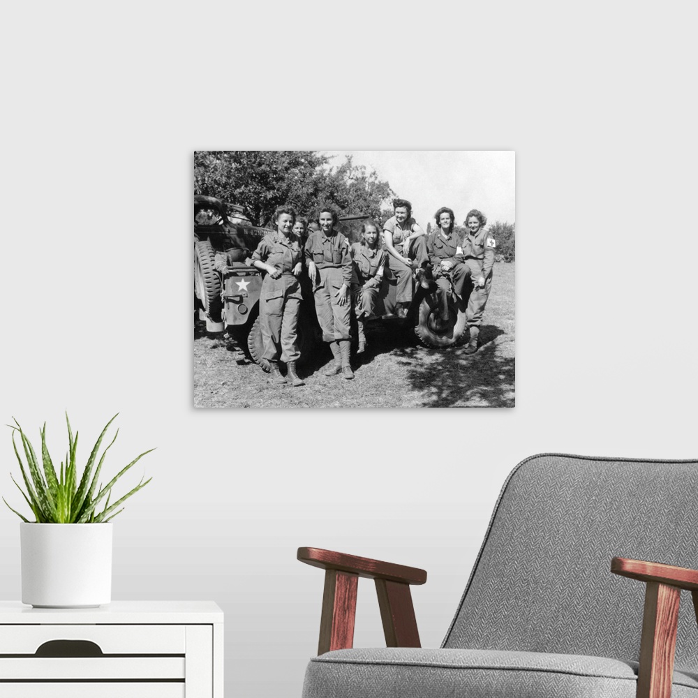 A modern room featuring Veteran U.S. Army Nurses After Arriving In France On August 12, 1944.