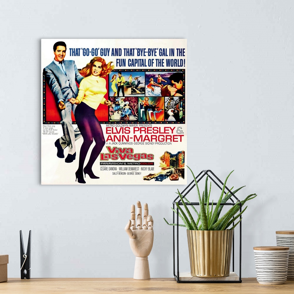 A bohemian room featuring Viva Las Vegas - Vintage Movie Poster