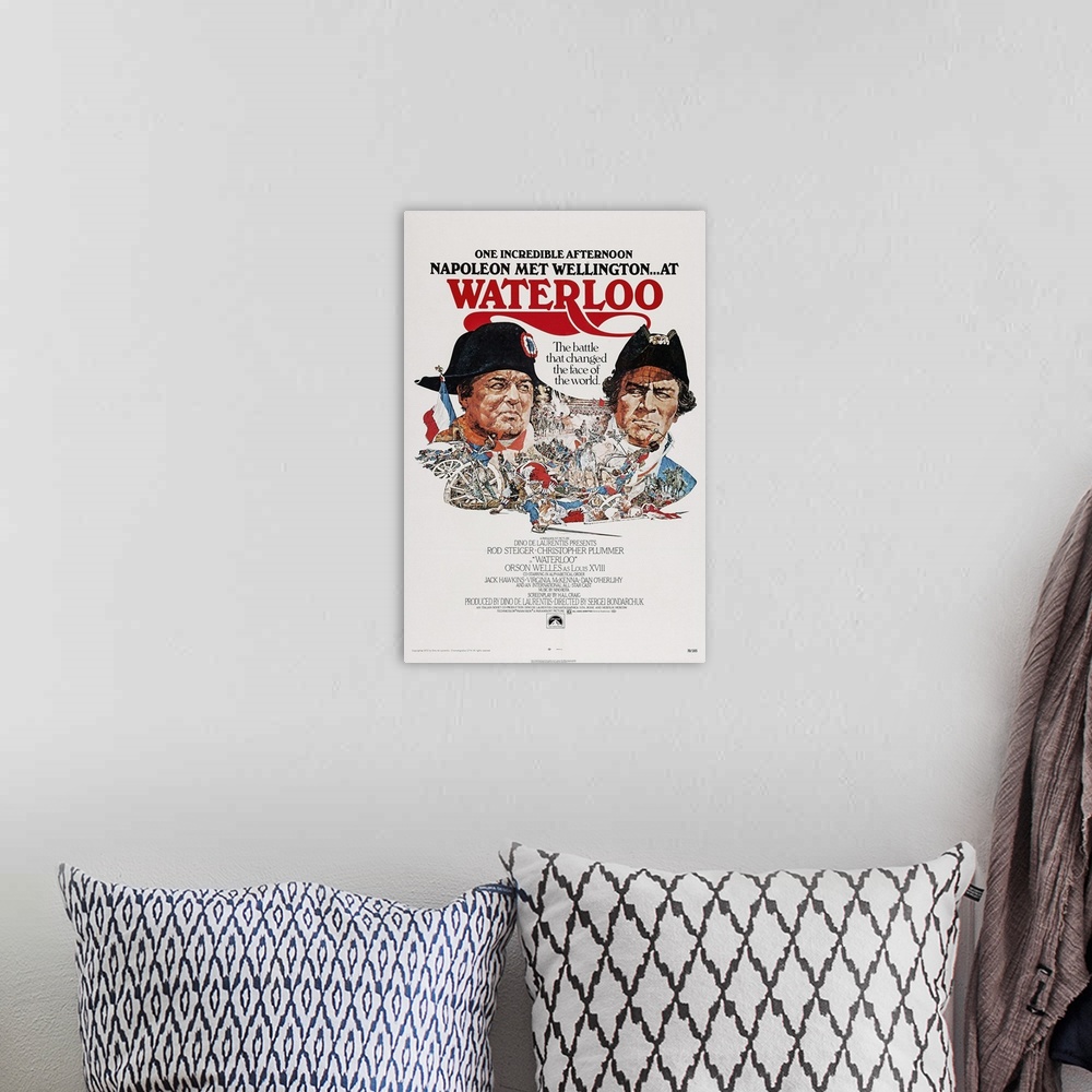 A bohemian room featuring Retro poster artwork for the film Waterloo.
