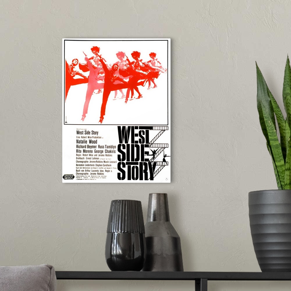 A modern room featuring West Side Story, German Poster Art, 1961.