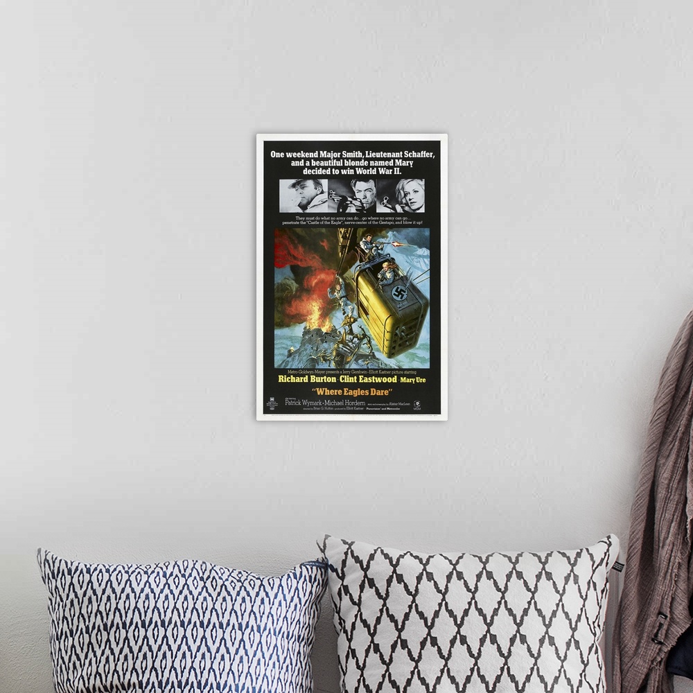 A bohemian room featuring Where Eagles Dare - Vintage Movie Poster