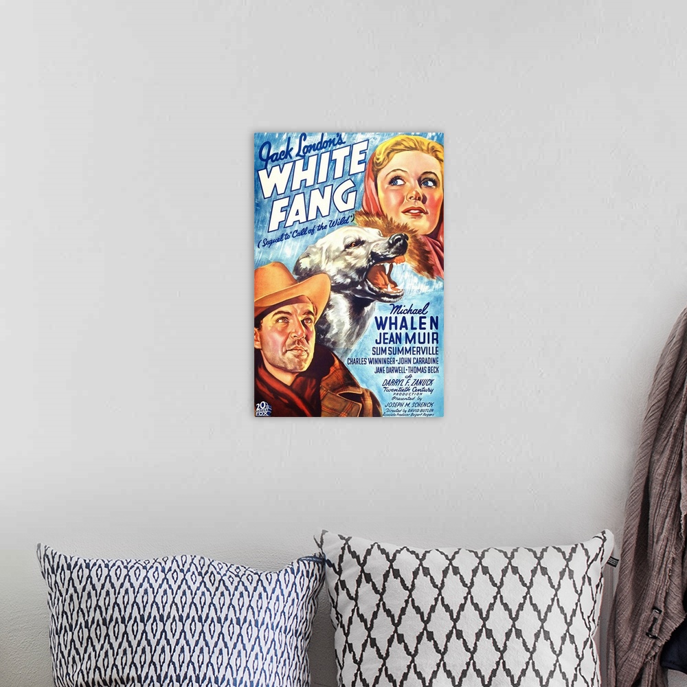 A bohemian room featuring White Fang - Vintage Movie Poster