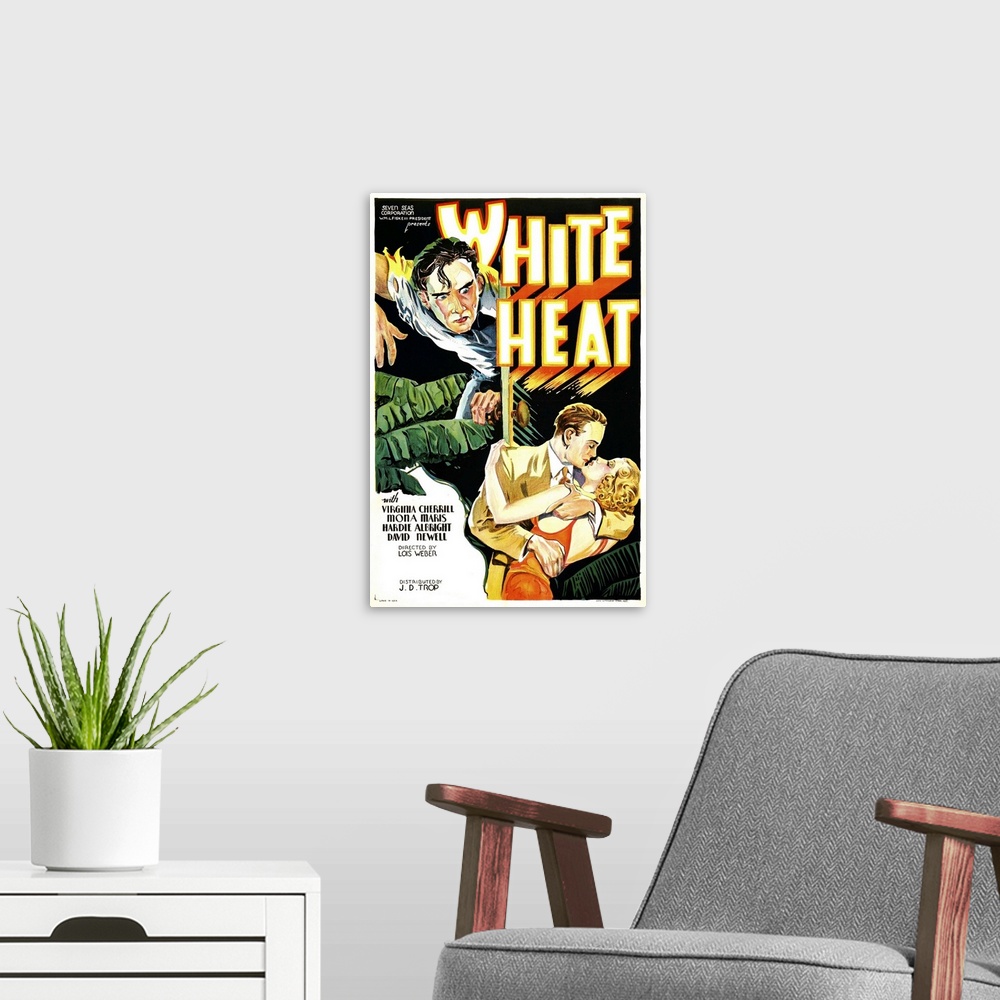 A modern room featuring White Heat - Vintage Movie Poster