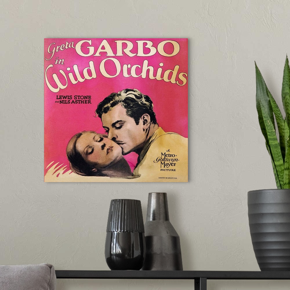 A modern room featuring Wild Orchids - Vintage Movie Poster