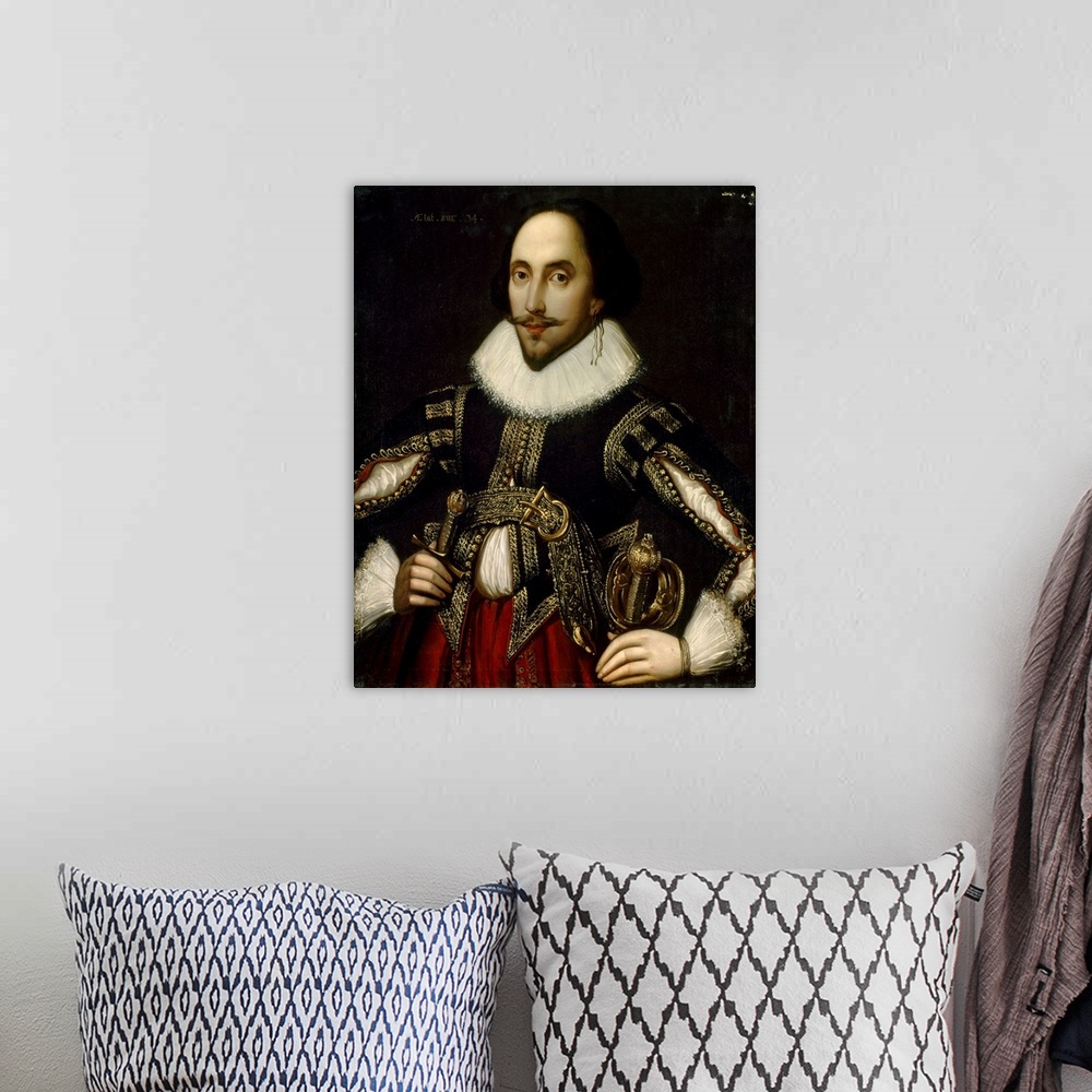 A bohemian room featuring Coblitz Louis Ec. All. Portrait de William Shakespeare represente age de 34 ansPortrait of Willia...