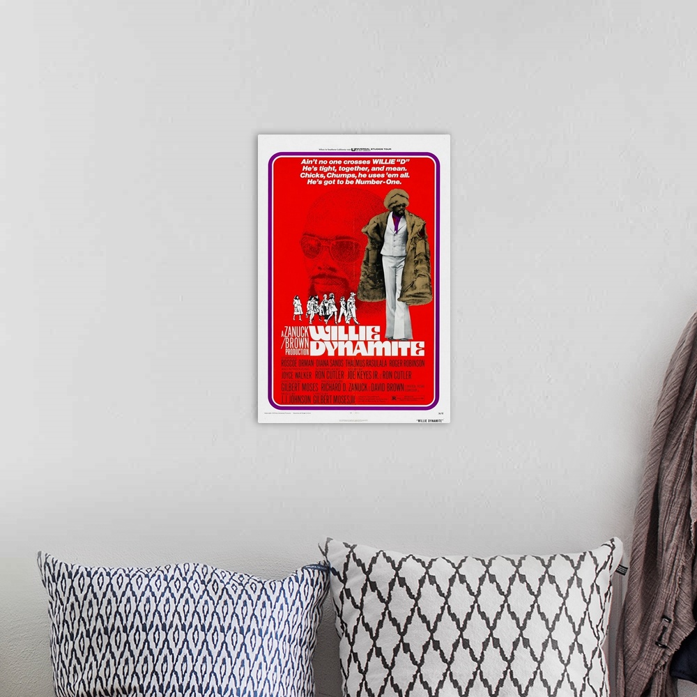 A bohemian room featuring Willie Dynamite - Vintage Movie Poster