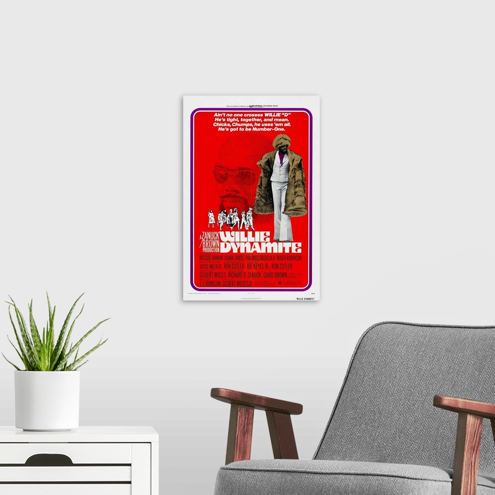 A modern room featuring Willie Dynamite - Vintage Movie Poster