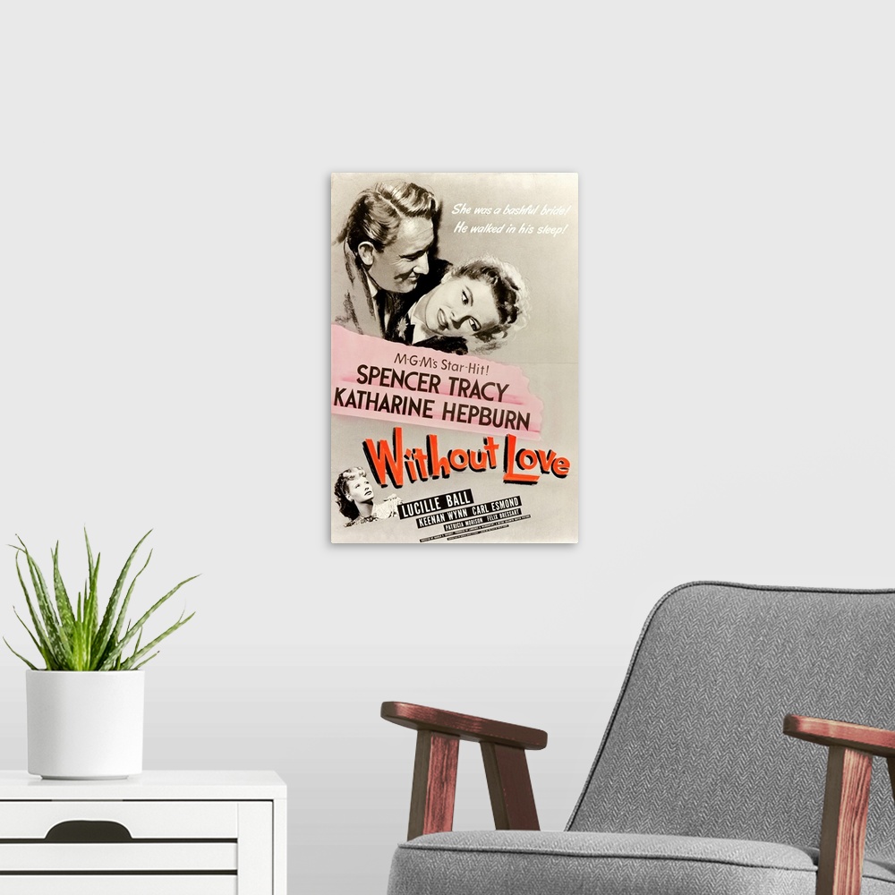 A modern room featuring Without Love - Vintage Movie Poster