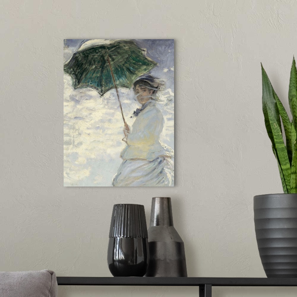 A modern room featuring Woman with a Parasol - Madame Monet and Her Son