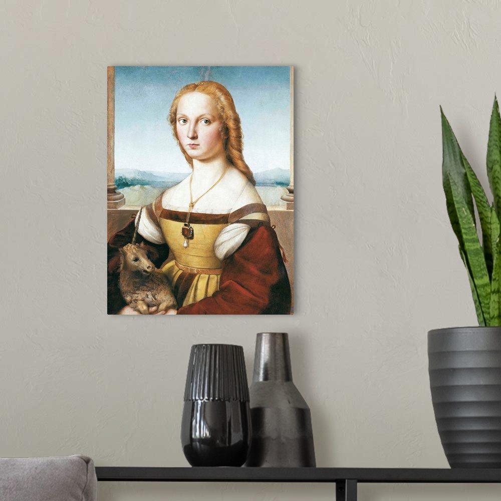 A modern room featuring Woman with a Unicorn