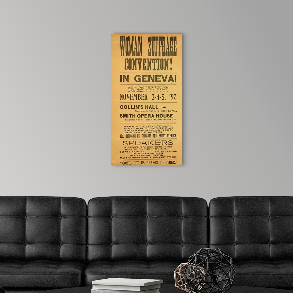 A modern room featuring Women's Suffrage Convention - Vintage Poster